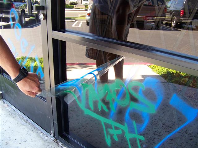 3M anti-graffiti film is easily removable and replaceable